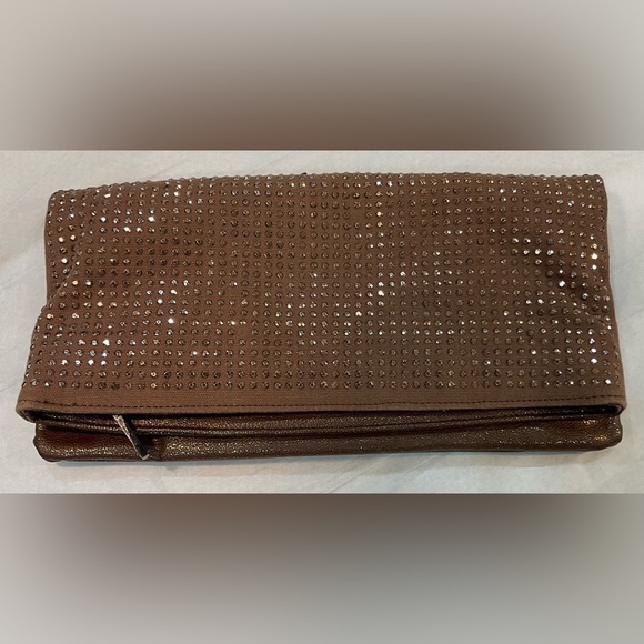 BCBGENERATION Lola Clutch Bronze Studed Fold Over Clutch Purse - Picture 10 of 10